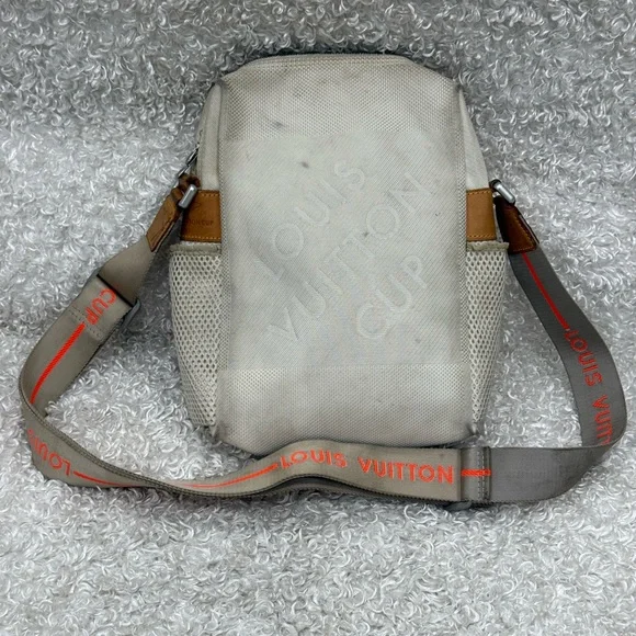 Louis Vuitton Gray and Brown Messenger Bag with Leather Accents