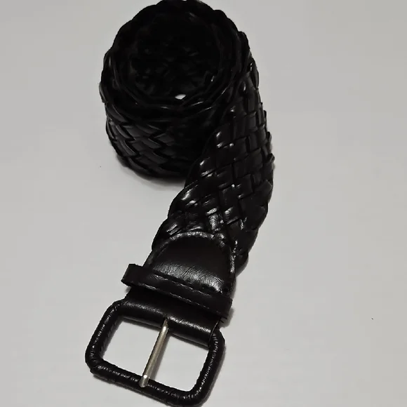 Classic Braided Wide Women's Belt - Black Size L