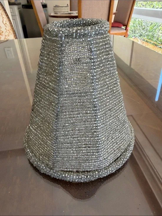 Beaded Gray Decorative Lamp Shade - Brand Unspecified