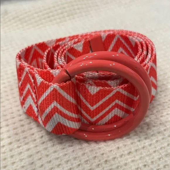 Diesel Chevron Patterned Belt - Pink coral