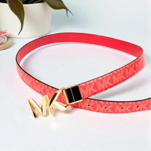 Michael kors Reversible ladies pink and gold hardware belt L/XL