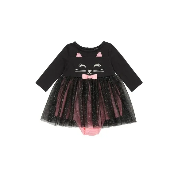 Zunie Baby Girl 12M‎ Black Pink Cat Tutu Dress Outfit NWOT Halloween Costume
