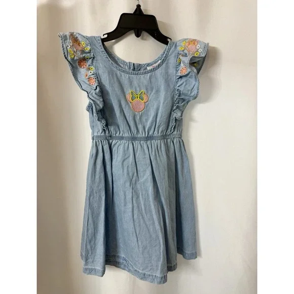 Disney‎ Junior Minnie Mouse Denim Dress Embroidered Girls 4T Toddler  G11