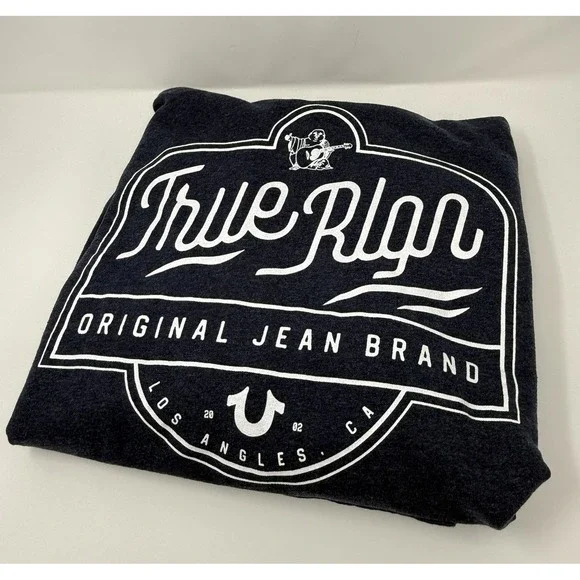 True Religion Hoodie Men's L Blue Logo Long Sleeve Original Jean Brand