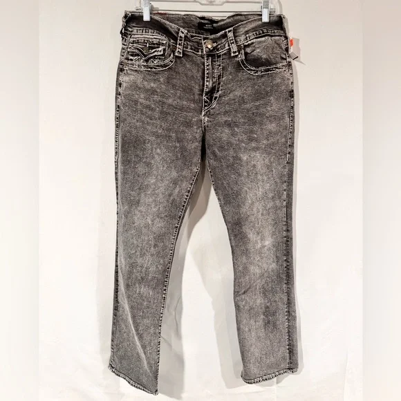 True Religion Ricky Super T Flap Charcoal Gray Straight Leg Jeans