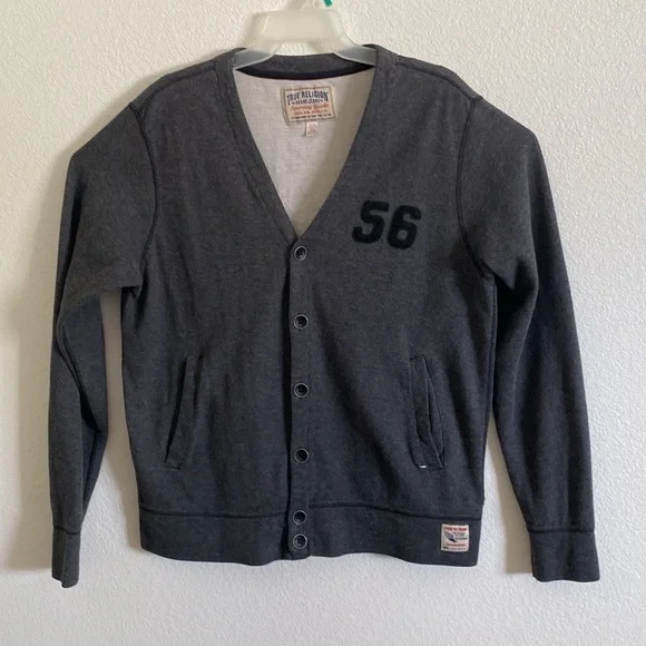 True Religion Charcoal Gray Cardigan Size XL