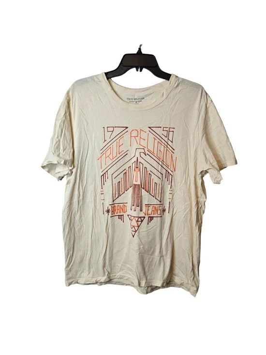 True Religion Brand Jeans 1956 Tee Cream Short Sleeve Men's T-shirt Size 2XL