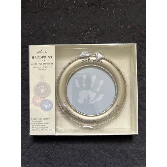 Hallmark Baptism Handprint Frame Bless These Little Hands Baby Print New In Pkg