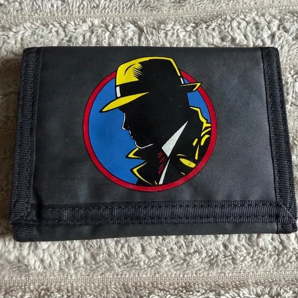 Vintage Dick Tracy Disney RGA Black‎ Nylon Tri-Fold Wallet Retro 90s Movie Promo