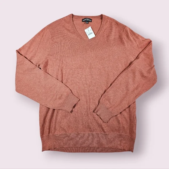 J.Crew NWT Merino Wool Old Money Lightweight V-Neck Sweater in‎ Rust Sz L