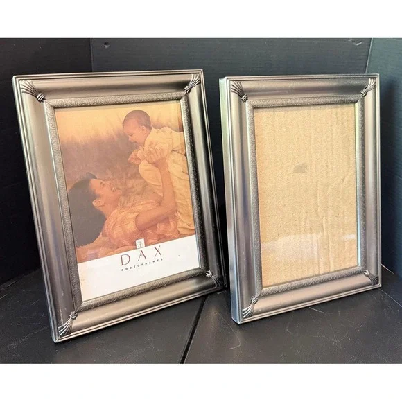 DAX Photo Frame Silver Set of 2 Ornate Corner Tabletop Decor‎ 6.5 x 4.5 Vintage