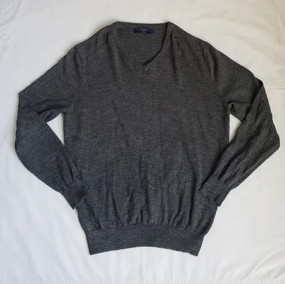 J.Crew Cotton Gray V-Neck Sweater