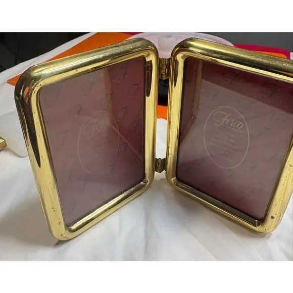 Solid Brass Double Hinged Photo Frame 3.5 x 5 Folding FECTO rounded edges