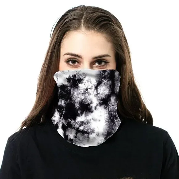 Neck Gaiter Face Mask Black Tie Dye Bandana Scarf