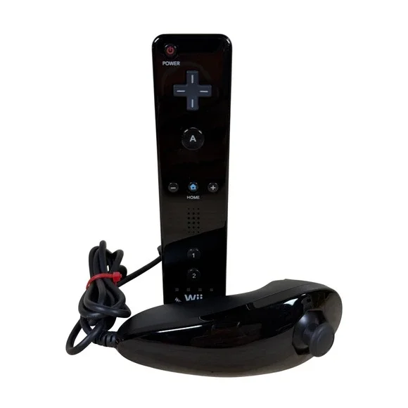 Nintendo Wii Remote Plus Nunchuk Black RVL-036 Motion Plus Inside Bundle Tested