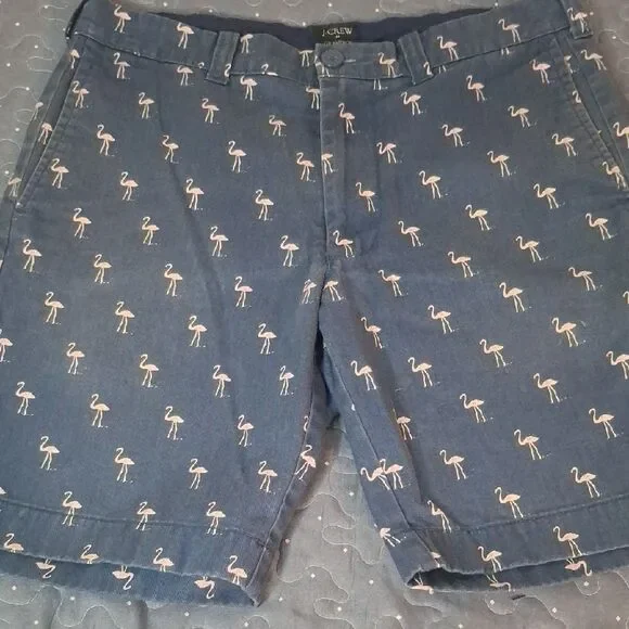 J. Crew Gramercy Navy Flamingo Pattern Men's Shorts size 31W