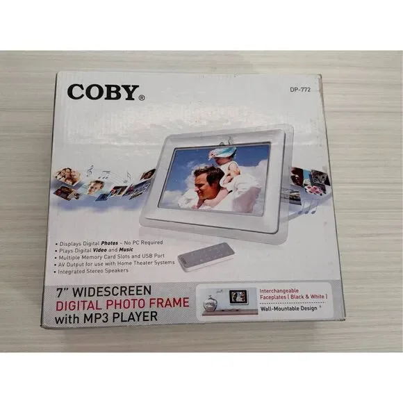 COBY 7 WIDESCREEN DIGITAL PHOTO FRAME with MP3 PLAYER