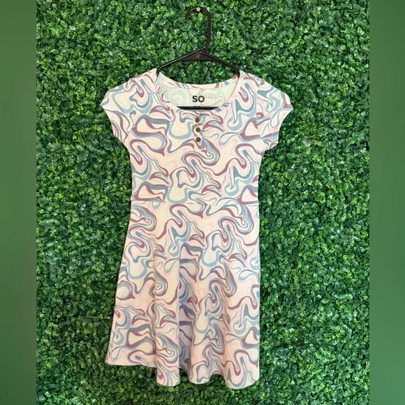 SO Pink and Blue Swirl Tee Dress