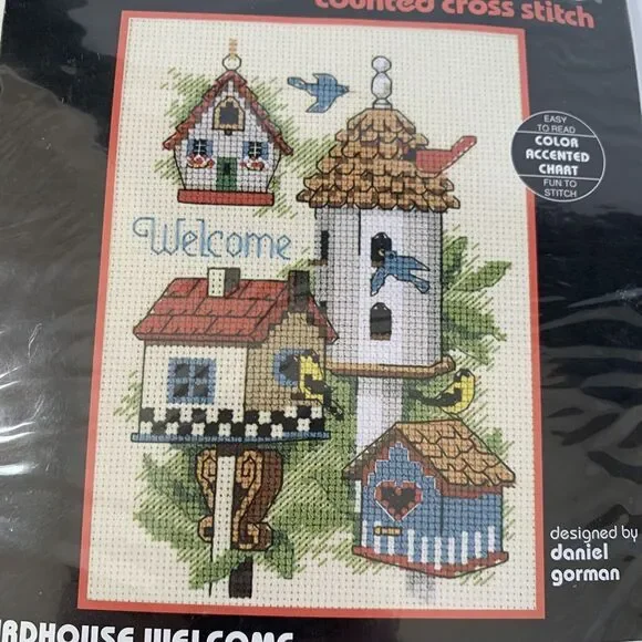 1995 DIMENSIONS COUNTED CROSS STITCH KIT BIRDHOUSE WELCOME 5
