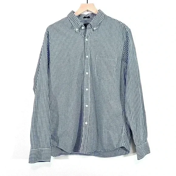 J. Crew White and Blue Plaid Button Down Shirt