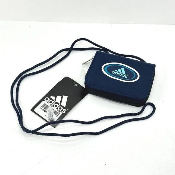 Vintage Adidas Wallet Small Crossbody Zippered Mini Nylon Purse Stripes 90s Y2K