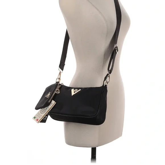 Valentino Orlandi Black Nylon Crossbody w/Logo Guitar Strap & Wallet
