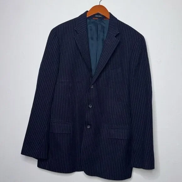 J. Crew Navy Striped 100% Wool Blazer Size 46R