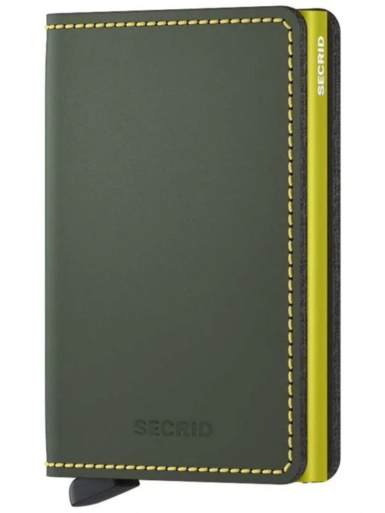 Secrid Secure Slim Wallet - Olive Green/Yellow