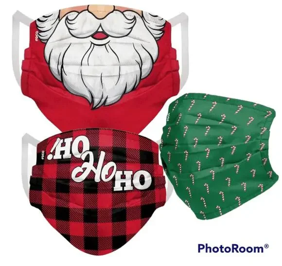 Holiday Christmas Santa Candy Cane Checkered Pleated Face Cover Mask SET (4) NWT
