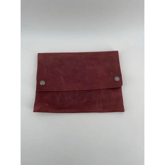 Hide & Drink Leather Pouch Wallet Red Handmade Snap Closure Unisex Rustic.