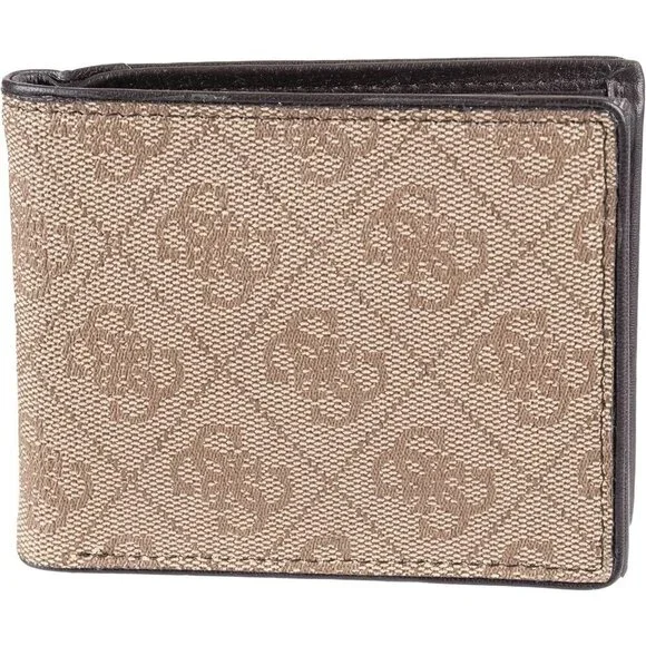 🆕Men's Brown/Brown Logo Imported Leather Pass Case Wallet