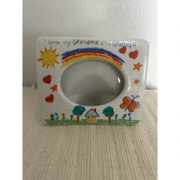 Vintage I Love My Grandma and Grandpa Ceramic Picture Frame 6