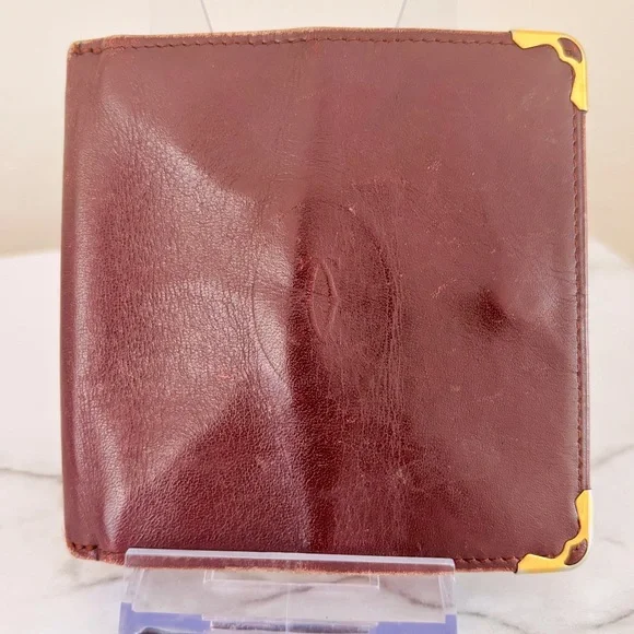 Cartier Vintage Burgundy Leather‎ Wallet with Gold Accents