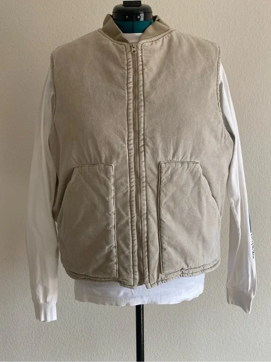 Vintage J. Crew canvas vest puffer quilt lined work wear, M