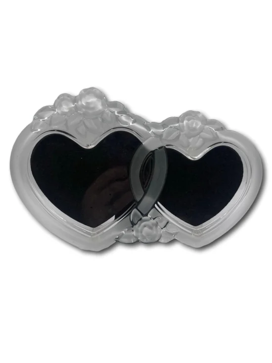 Mikasa Rosemont Double Heart Picture Frame Glass Crystal Vintage
