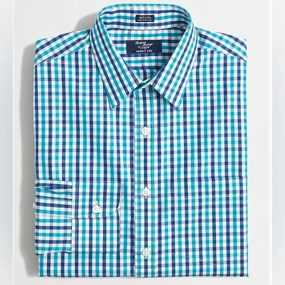 Thompson Shirtings for‎ J. Crew Wrinkle-free Voyager Dress Shirt in Gingham.