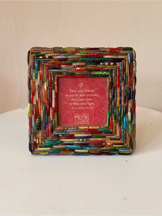 Vintage Two's Company Vibrant Multicolor Mosaic Square Frame