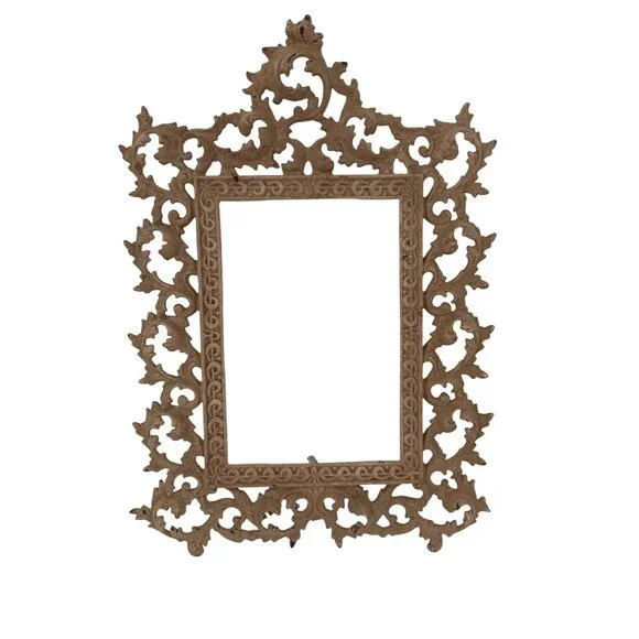 Antique Victorian Ornate‎ Cast Iron Picture Frame With Easel Stand