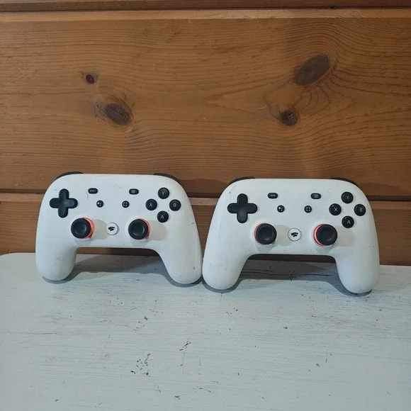 2x Google Stadia H2B White & Green Wired, Wireless Premiere Edition Controllers