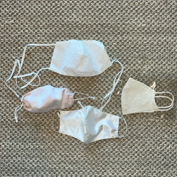 Zara Bundle of four Face Masks pink, white satin and eyelet