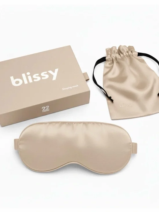 Blissy 100% Mulberry Silk Sleep Mask - Champagne