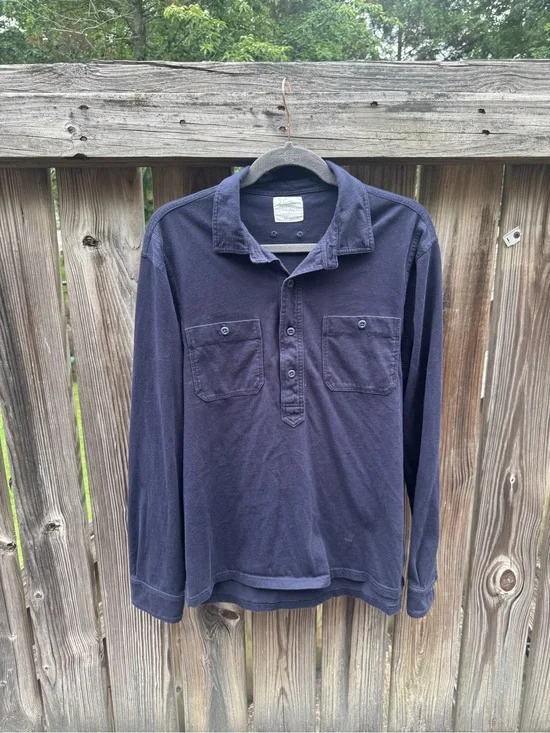 J. Crew Navy Long-Sleeve Popover Polo