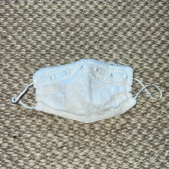 Zara White Eyelet Lace Face Mask for little girls