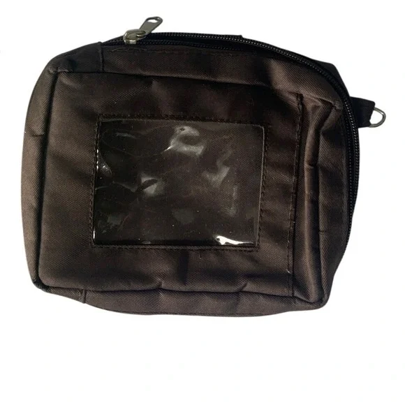 Brown Nylon Utility Pouch ID Window Belt Loop Travel Organizer Wallet Case‎