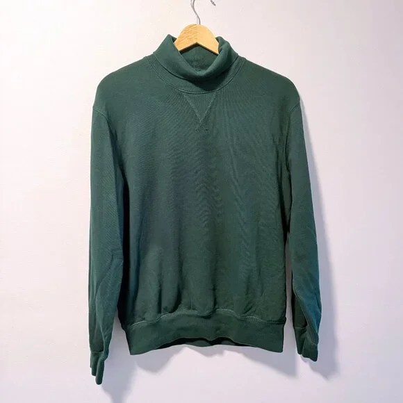 J. Crew French Terry Mockneck Sweatshirt Small - Green Relaxed Fit