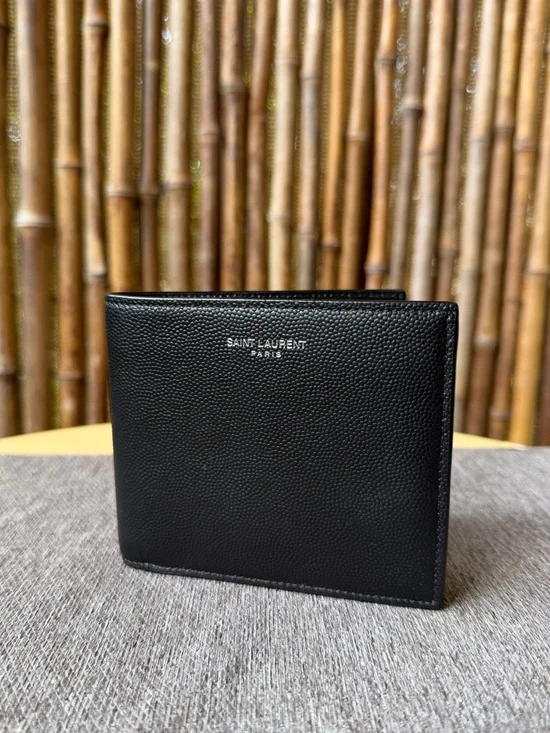 SAINT LAURENT grained leather mens wallet