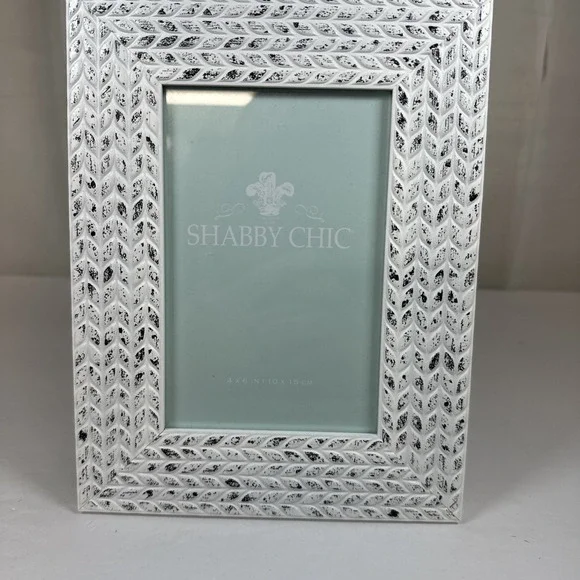 White Black Wheat Picture Frame 4x6 Photo 8.5x6.5 Frame Easel/Hang Shabby Chic
