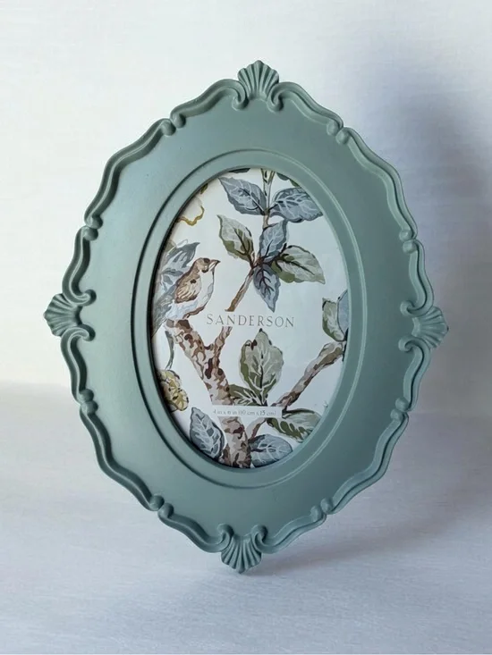 Sage Green Ornate Oval Photo Frame 4”x6” photo