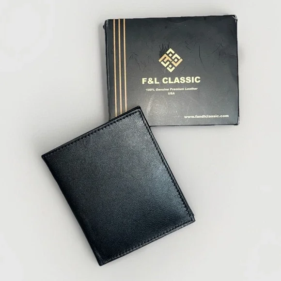 F&L CLASSIC RFID Blocking Mens Bi-Fold Style Premium Leather Wallet New In Box