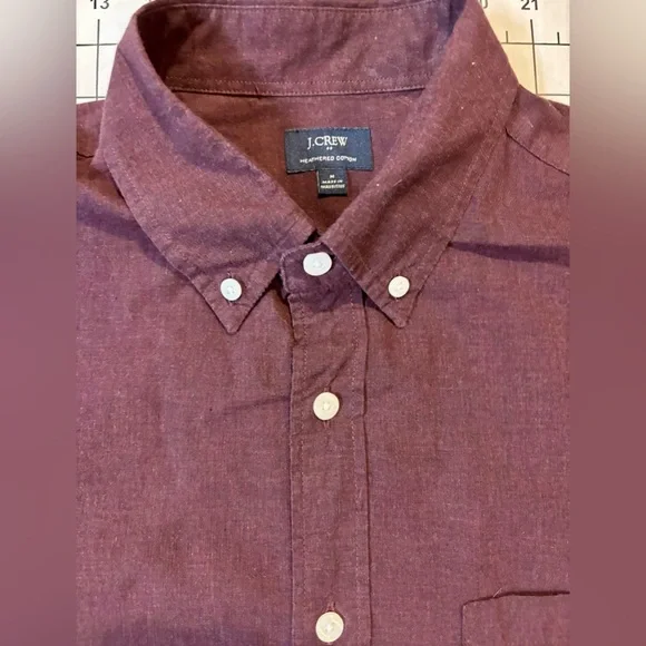 J. Crew Men’s Medium Maroon Heathered‎ Cotton Button Down Shirt